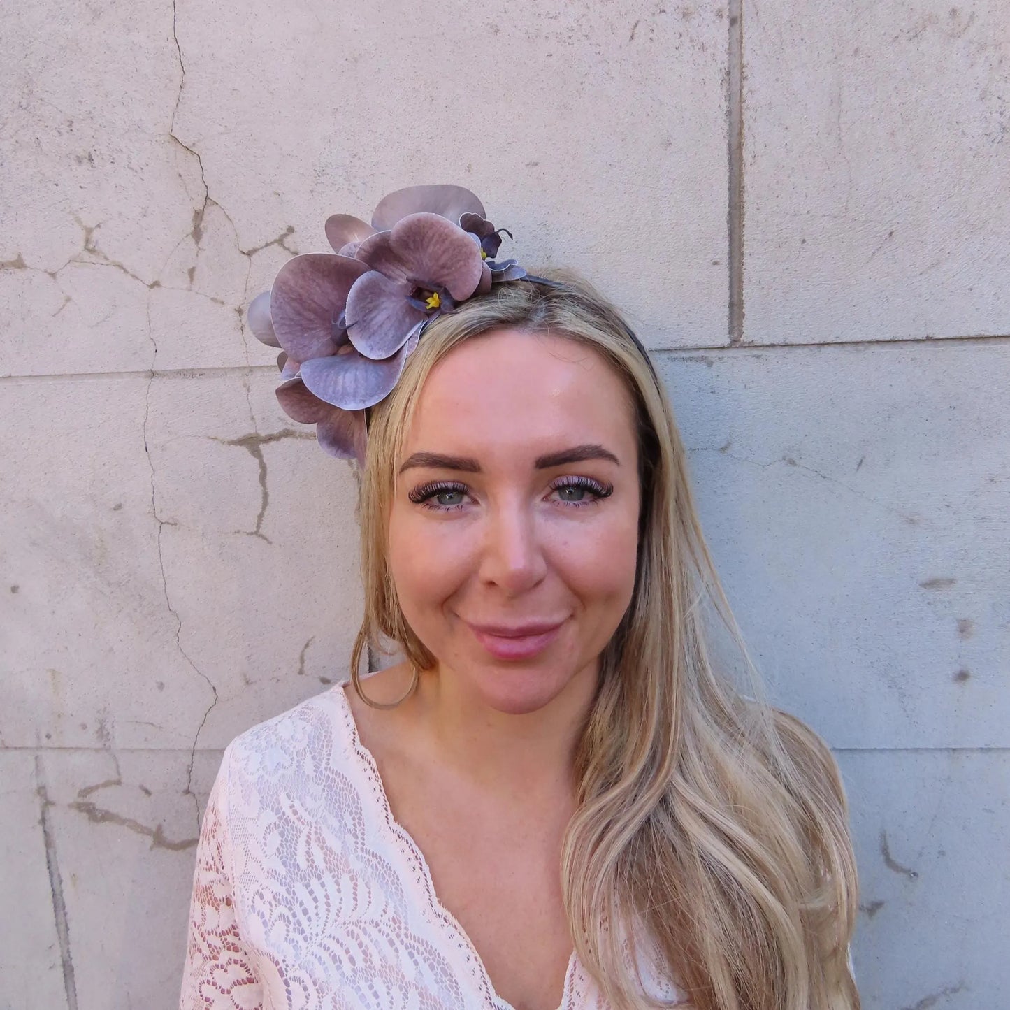 Dark Grey Orchid Flower Fascinator Headband