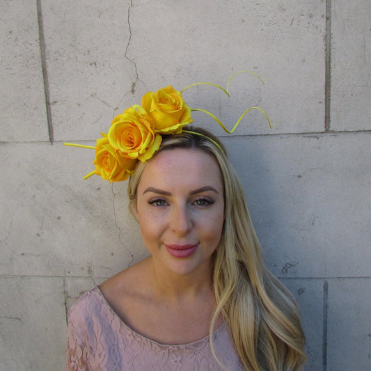 Mustard Yellow Rose Flower Headpiece