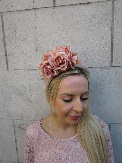 Nude Floral Fascinator Headband