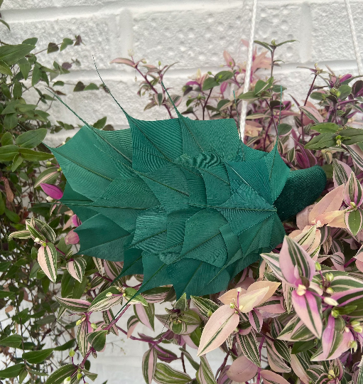 Bottle Green Feather Fascinator Headband
