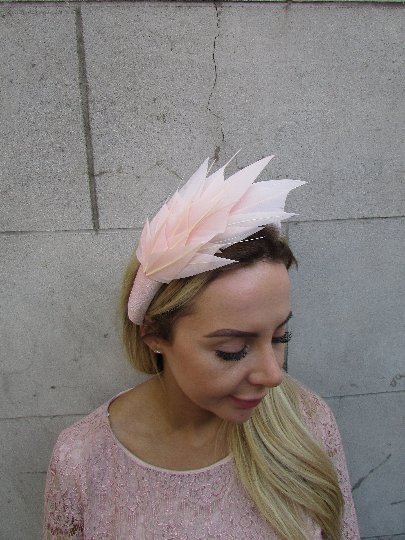 Blush Pink Feather Fascinator Headband