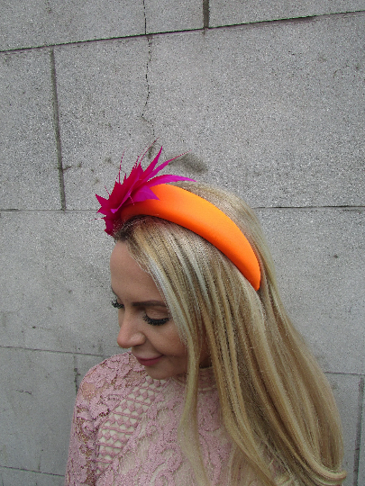 Orange & Pink Padded Fascinator